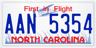 NC license plate AAN5354