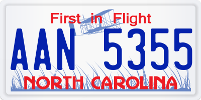 NC license plate AAN5355