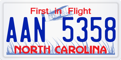 NC license plate AAN5358