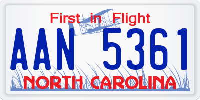 NC license plate AAN5361