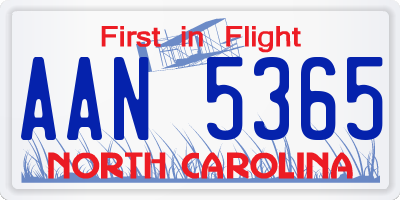 NC license plate AAN5365