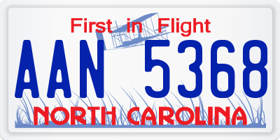 NC license plate AAN5368