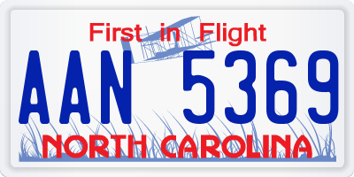 NC license plate AAN5369