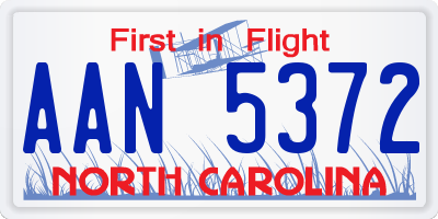 NC license plate AAN5372