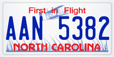 NC license plate AAN5382