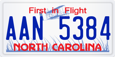 NC license plate AAN5384