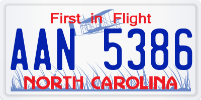 NC license plate AAN5386