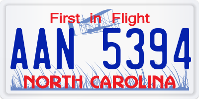 NC license plate AAN5394