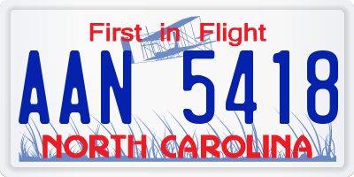 NC license plate AAN5418