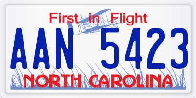 NC license plate AAN5423