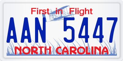 NC license plate AAN5447