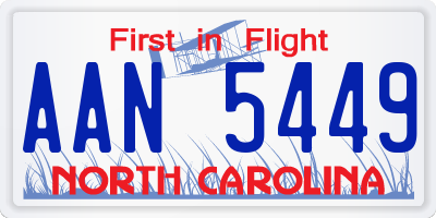 NC license plate AAN5449