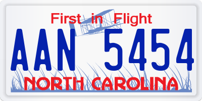NC license plate AAN5454