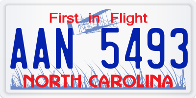 NC license plate AAN5493