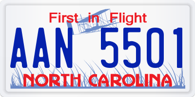 NC license plate AAN5501