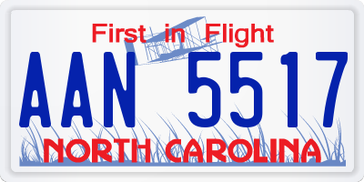 NC license plate AAN5517