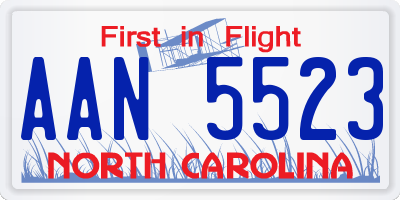 NC license plate AAN5523
