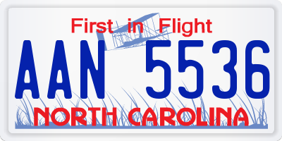 NC license plate AAN5536