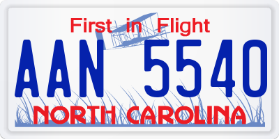 NC license plate AAN5540