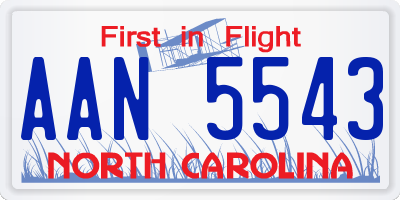 NC license plate AAN5543
