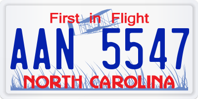 NC license plate AAN5547