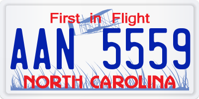 NC license plate AAN5559
