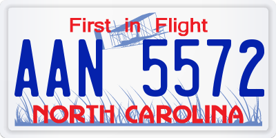 NC license plate AAN5572