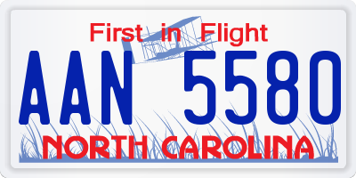 NC license plate AAN5580