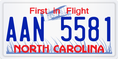 NC license plate AAN5581