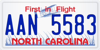 NC license plate AAN5583
