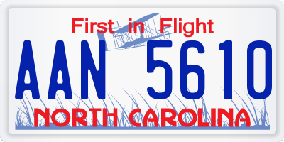 NC license plate AAN5610