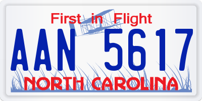NC license plate AAN5617
