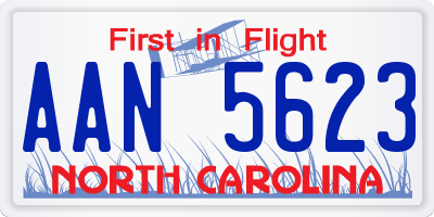 NC license plate AAN5623