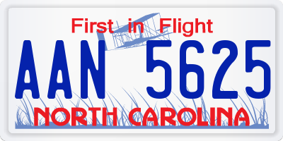 NC license plate AAN5625