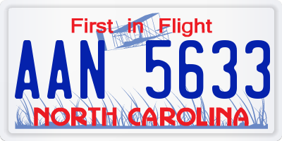 NC license plate AAN5633