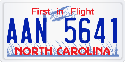 NC license plate AAN5641