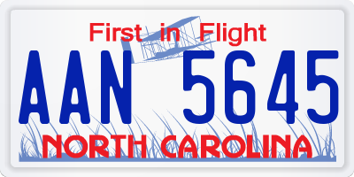NC license plate AAN5645