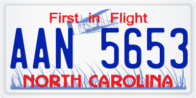 NC license plate AAN5653