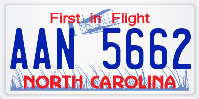 NC license plate AAN5662