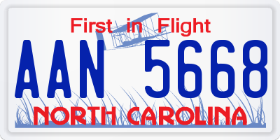 NC license plate AAN5668