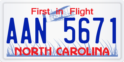 NC license plate AAN5671