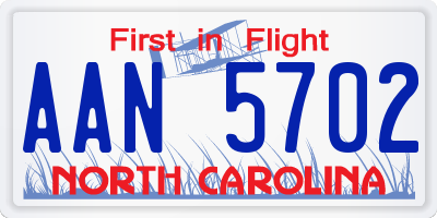 NC license plate AAN5702