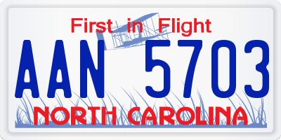 NC license plate AAN5703