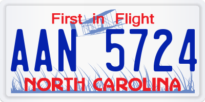 NC license plate AAN5724