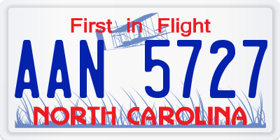 NC license plate AAN5727