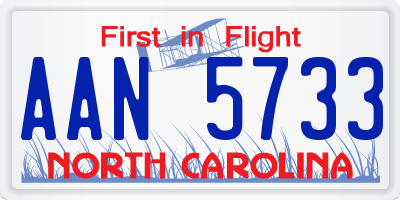 NC license plate AAN5733