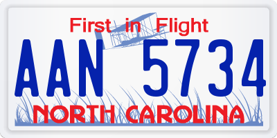 NC license plate AAN5734
