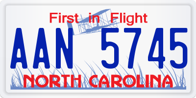 NC license plate AAN5745