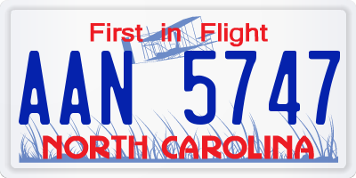 NC license plate AAN5747
