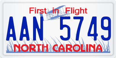 NC license plate AAN5749